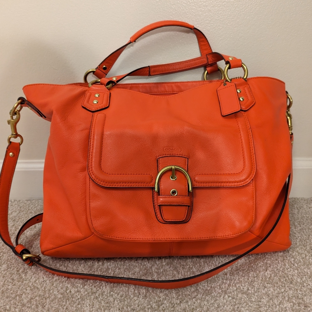 Large Orange Coach Tote Purse